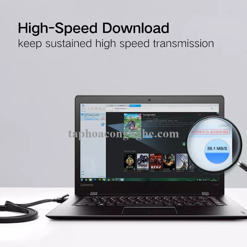 Ugreen 11242 15M màu Đen Cáp mạng LAN CAT6 UPT cáp dẹp NW104 30011242